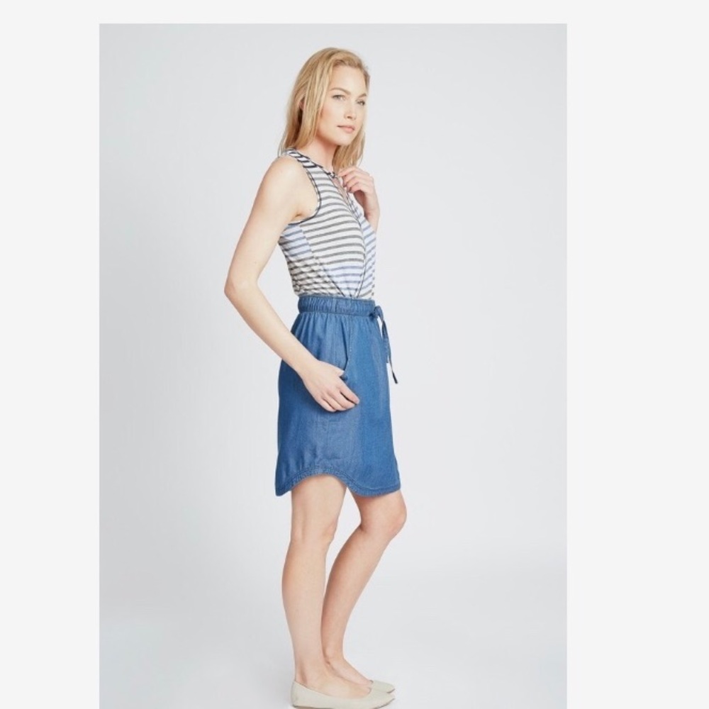 Chambray drawstring jean like skirt
